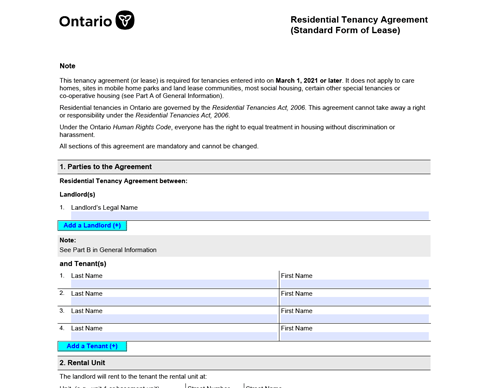 Residential Tenancy Agreement (Standard Form of Lease)